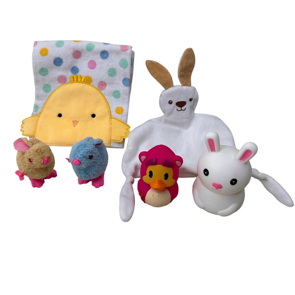 Easter Toy‎ Lot Bunny Lovey Chick Towel Wind Up Hopping Toys Nursery Kids Decor